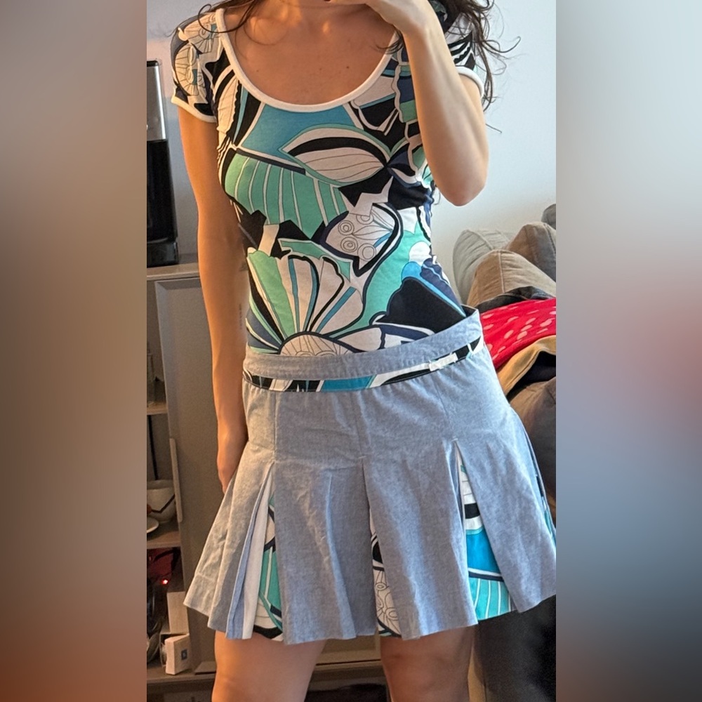 Vintage Dolce & Gabbana Monochrome and Blue Patterned Dress